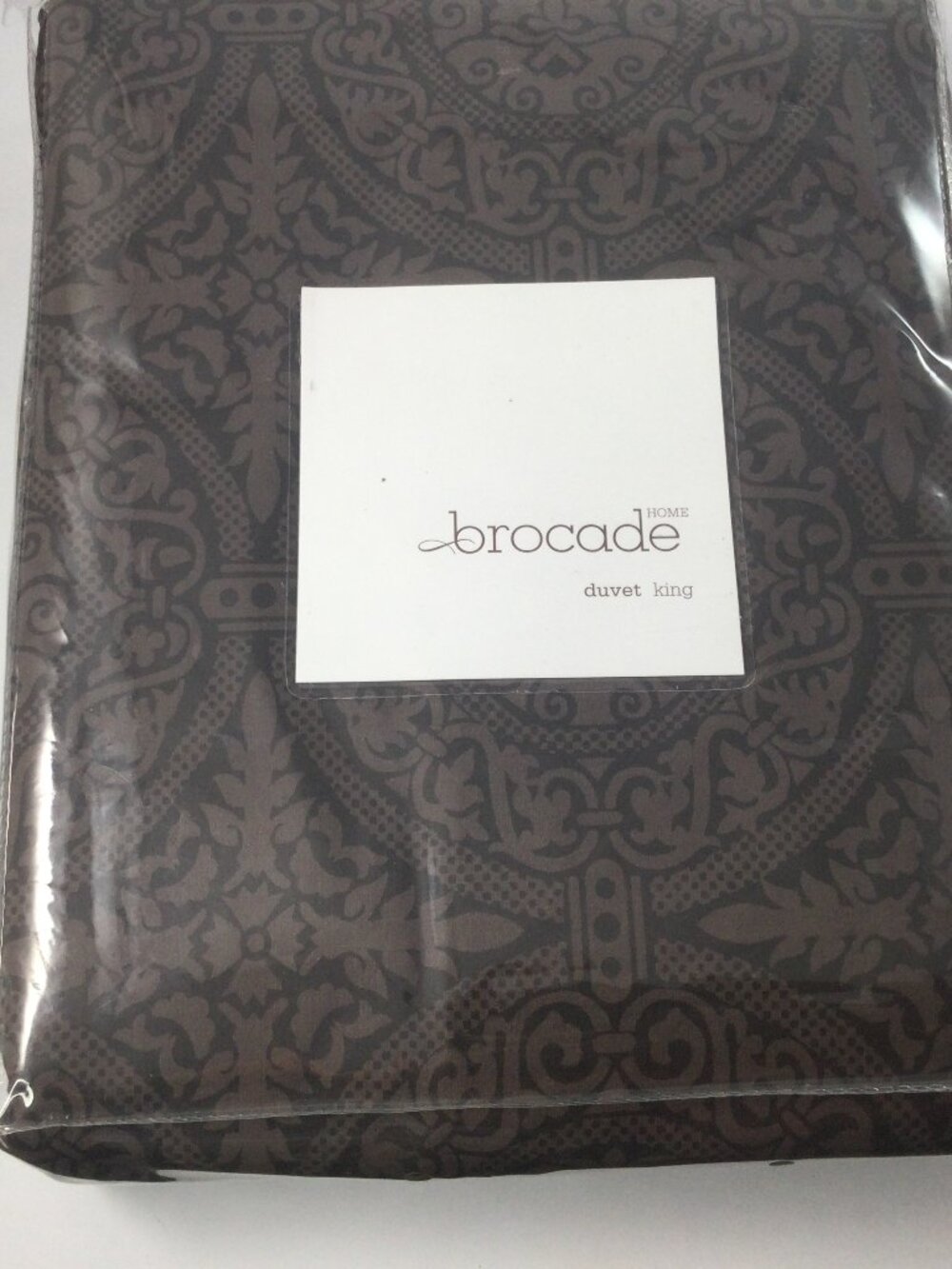 Brocade Home Damask Medallion Jacquard Byzantine Print King Duvet Cover Brown
